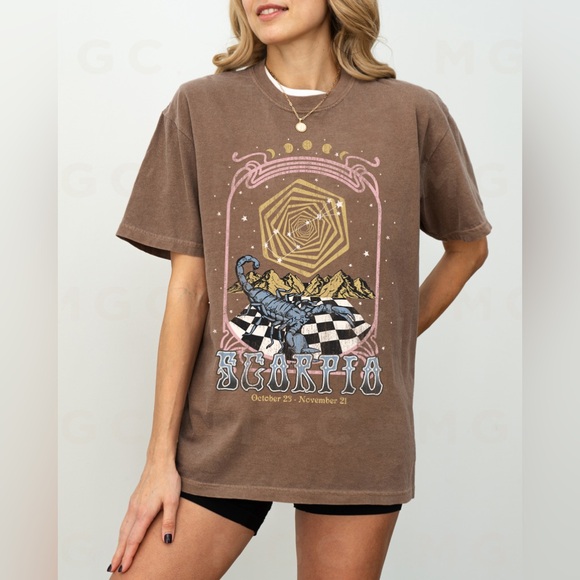 Comfort Colors Scorpio Zodiac Astrology Celestial Distressed Graphic Tee - Picture 3 of 10
